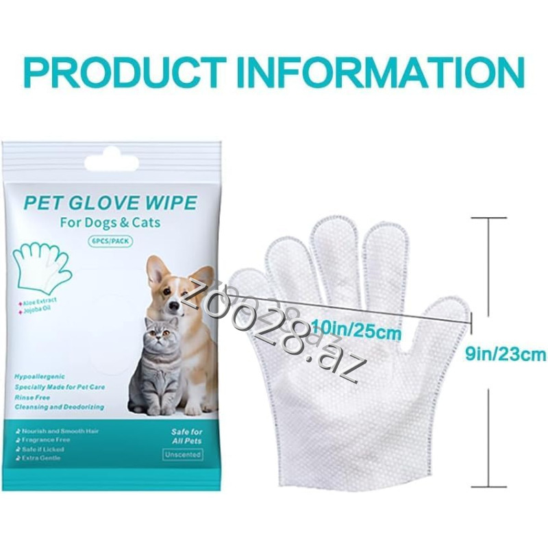 Pet Glove Salfet Əlcək, 6 ədəd - Pişiklər - Şəkil 2